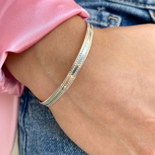 Jonc Ajustable Argent Double Pointillés