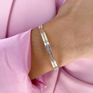 Jonc Ajustable Argent Pointillés