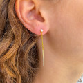 Boucles d'oreilles Dorées barre strass