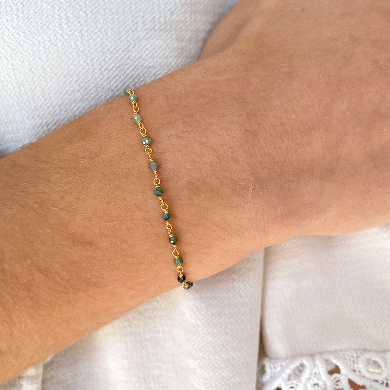 Bracelet Doré rang de pierres fines