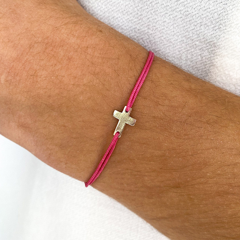 Bracelet Cordon Argent Croix