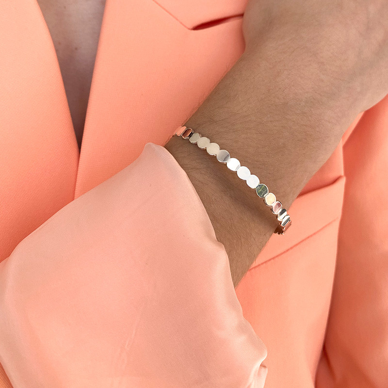 Jonc Ajustable Argent Pastilles