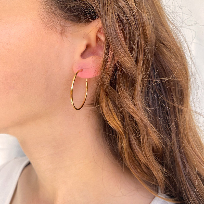 Créoles Fines Plaqué Or 30 mm