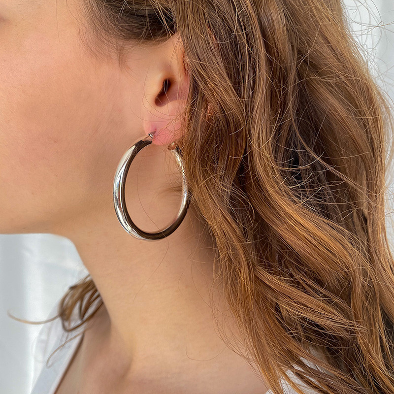 Créoles Argent Bouées 45 mm