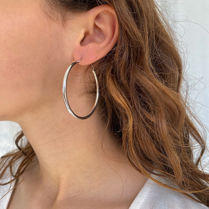 Créoles Argent Epaisses 50 mm