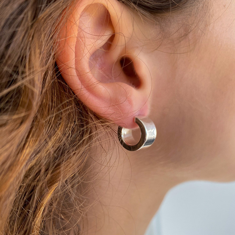 Minis créoles Argent épaisses 8 x 14 mm