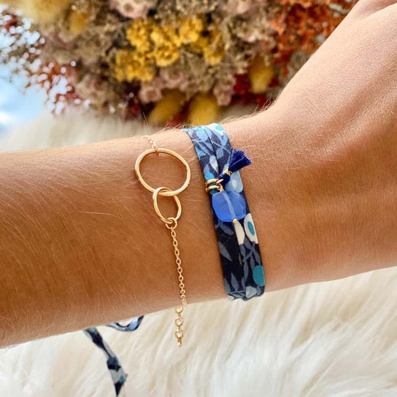 Bracelet Plaqué or Double Cercles XS