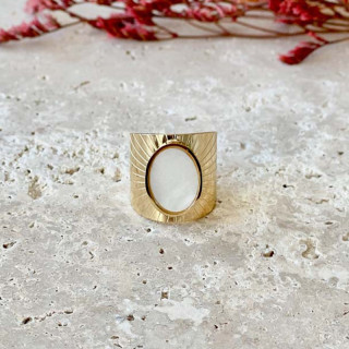 Bague ajustable acier doré Nacre