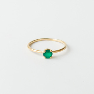 Bague Dorée Solitaire Onyx Vert