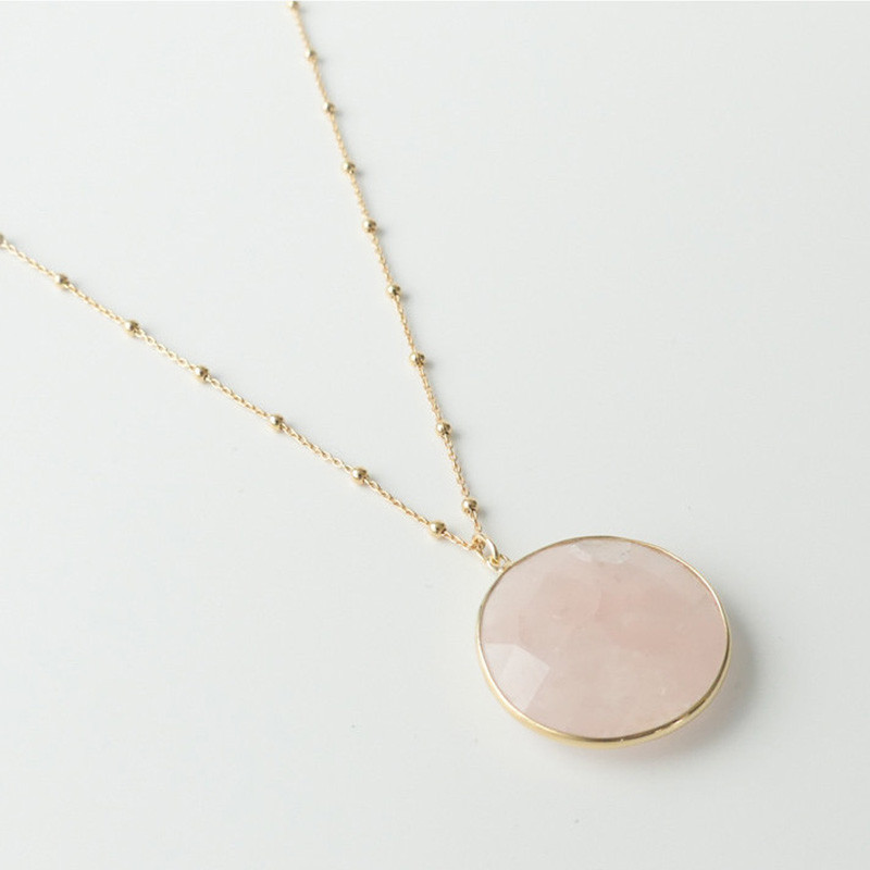 Collier Plaqué Or Quartz Rose