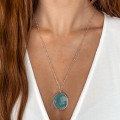 Collier Argent petit disque facetté Amazonite