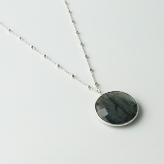Collier Argent Petite Pierre Labradorite