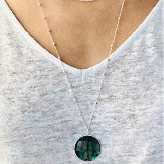 Collier Argent Petite Pierre Labradorite