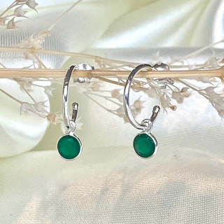 Mini créole Argent Onyx vert ou Amazonite