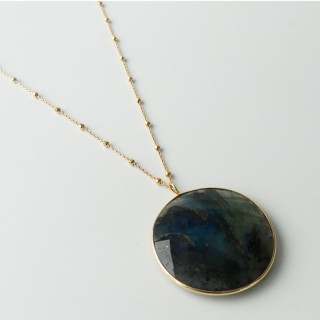 Sautoir Doré Grande Pierre Labradorite
