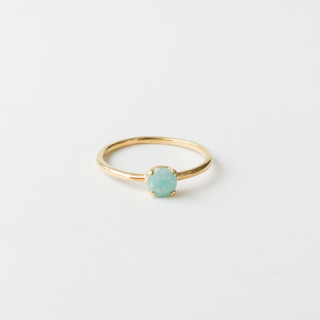 Bague Dorée Petit Solitaire Amazonite