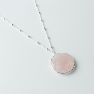 Collier Argent petite Quartz Rose