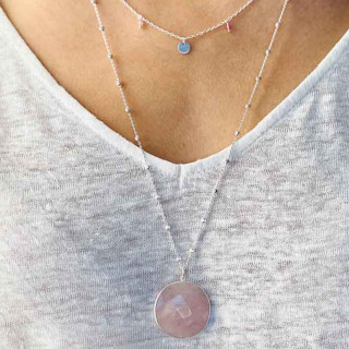 Collier Argent petite Quartz Rose