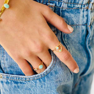 Bague Dorée Indienne Amazonite