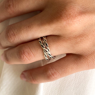 Bague Argent trois Anneaux Torsadés