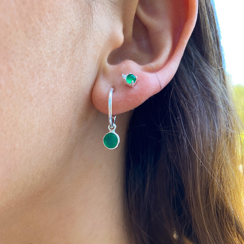 Mini créole Argent Amazonite ou Onyx vert