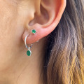 Clous Argent Onyx Vert et Strass