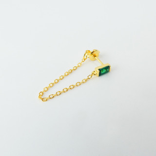 Boucle à l'unité Dorée pendante verte