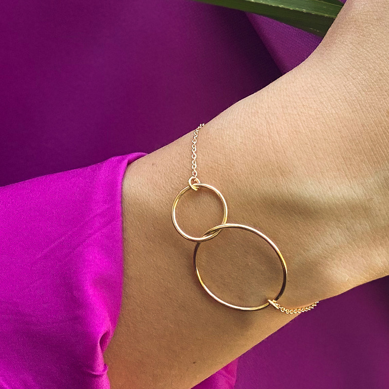 Bracelet Plaqué Or Double Cercle XL