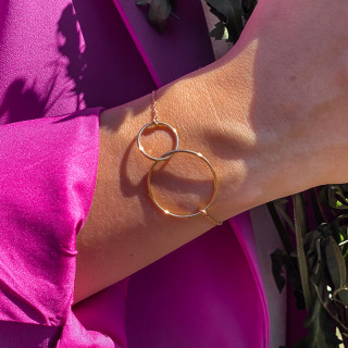 Bracelet Plaqué Or Double Cercle XL