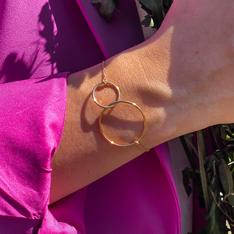 Bracelet Plaqué Or Double Cercle XL