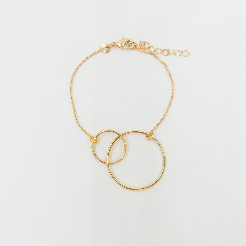 Bracelet Plaqué Or Double Cercle XL
