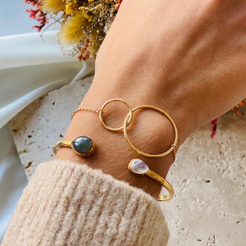 Bracelet Plaqué Or Double Cercle XL