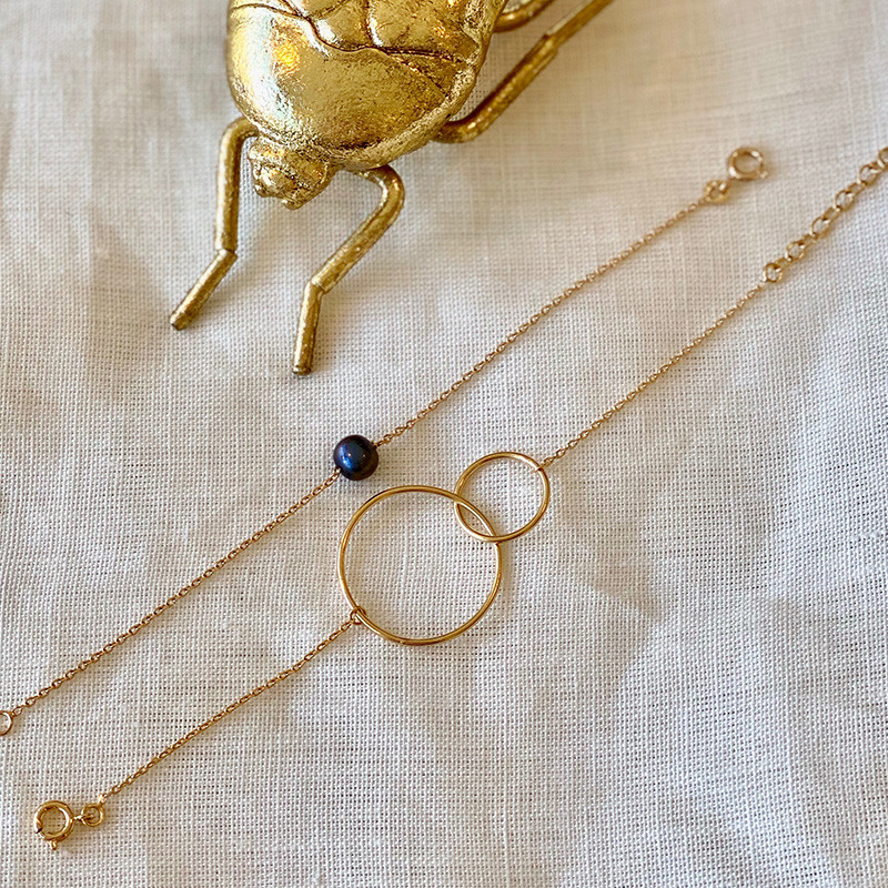 Bracelet Plaqué Or Double Cercle XL