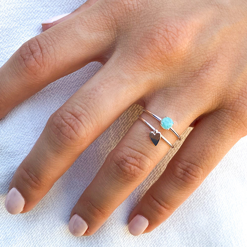 Bague Argent pampille coeur