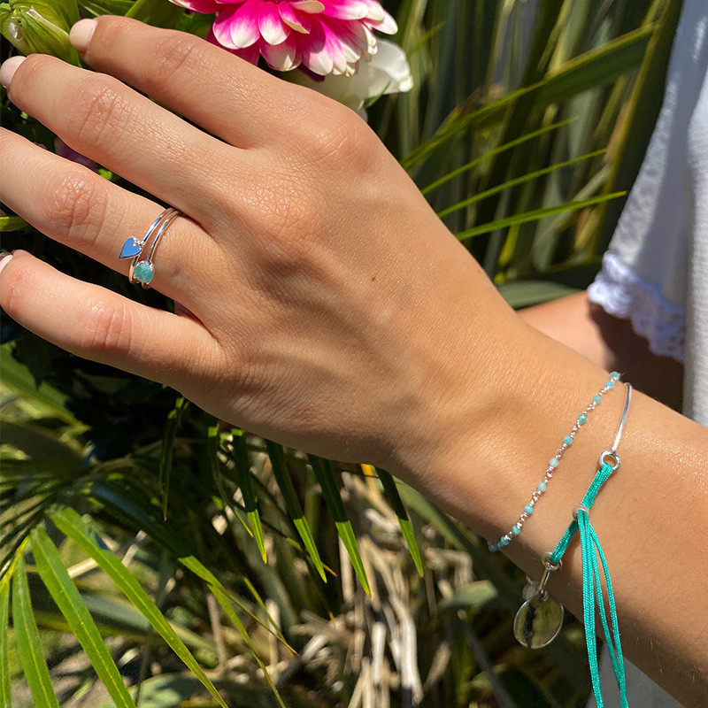 Bague Argent pampille coeur