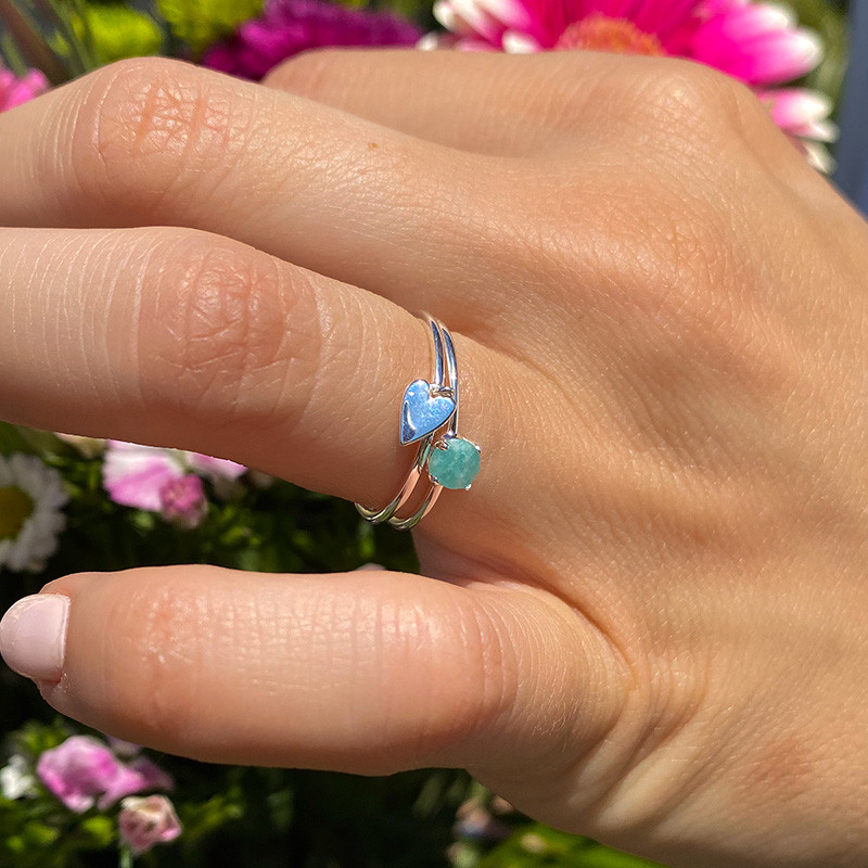 Bague Argent Solitaire Amazonite