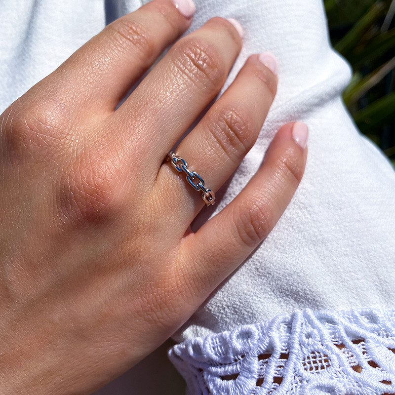 Bague Argent maille rectangle