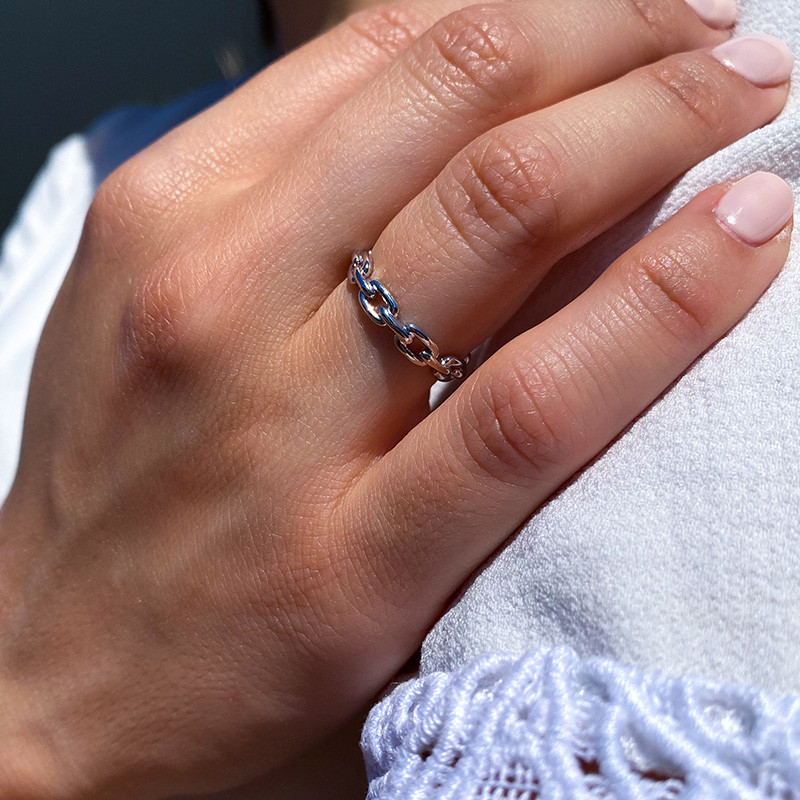 Bague Argent maille rectangle