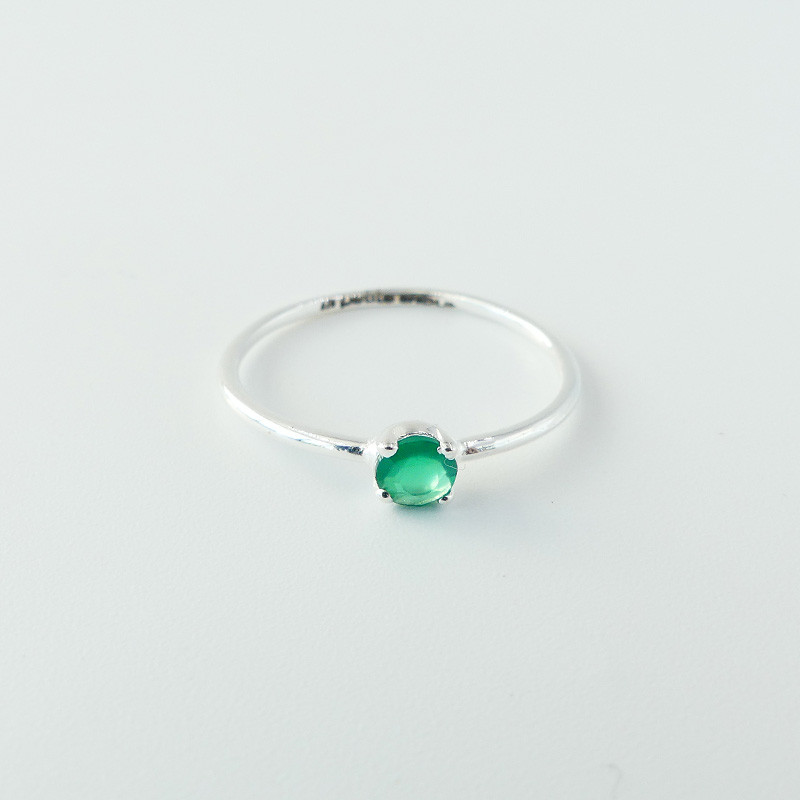 Bague Argent Solitaire Onyx Vert
