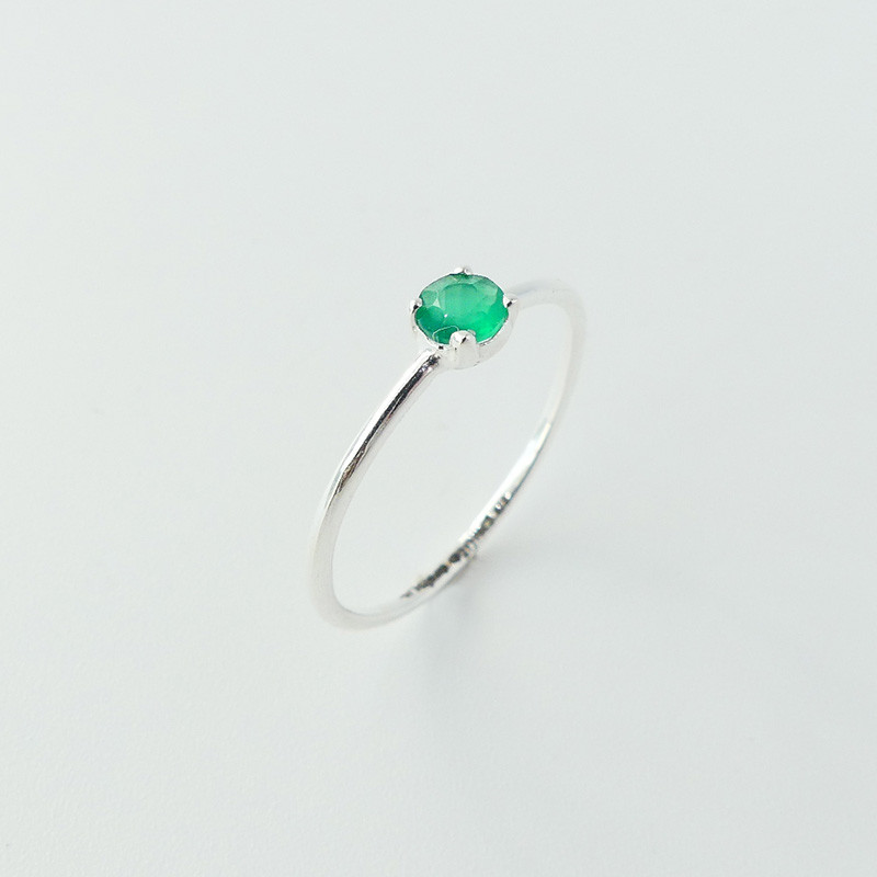 Bague Argent Solitaire Onyx Vert
