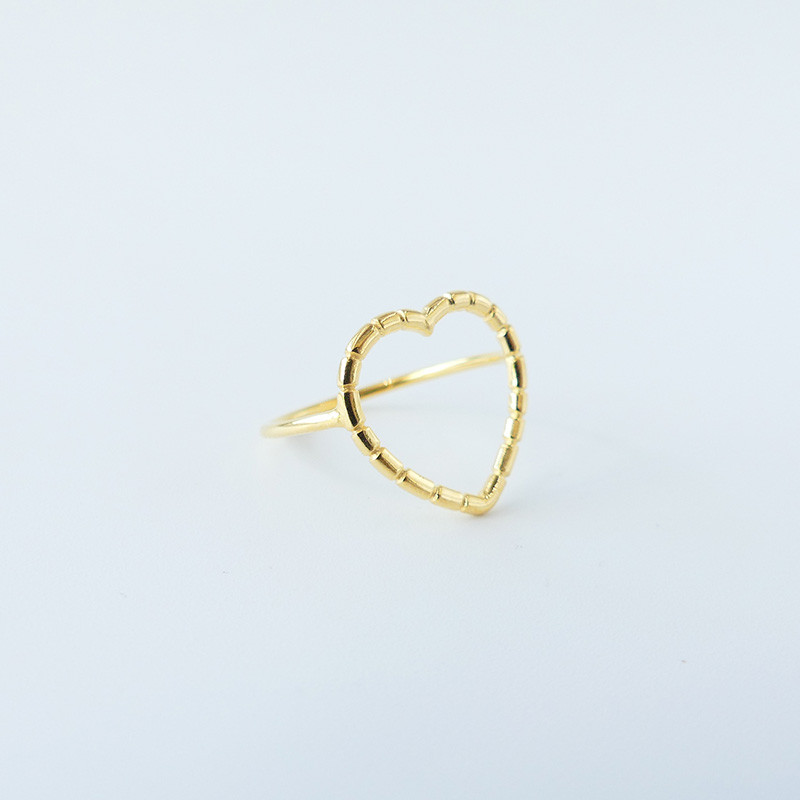 Bague Dorée Grand Coeur ciselé