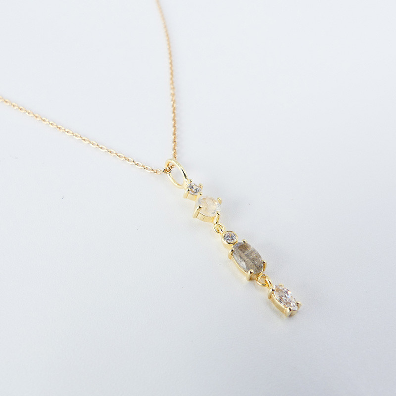 Collier Plaqué Or pendentif pierres fines