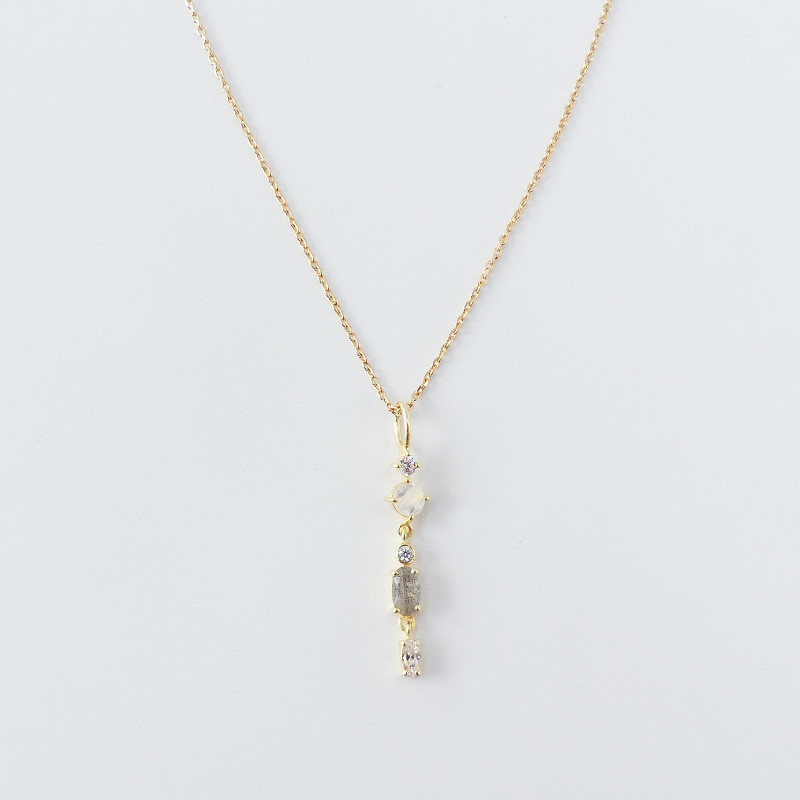 Collier Plaqué Or pendentif pierres fines