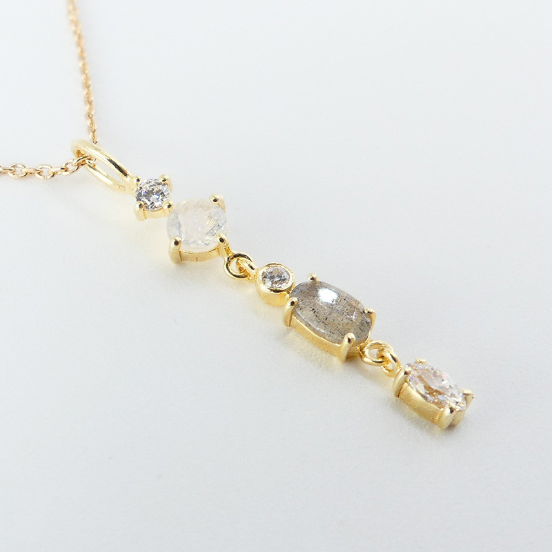 Collier Plaqué Or pendentif pierres fines