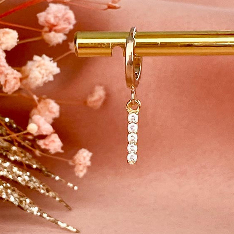 Boucle à l'unité Plaqué Or barrette strass