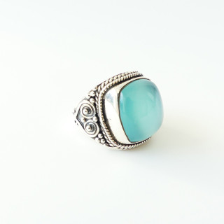 Bague Argent Baroque Aqua Calcédoine