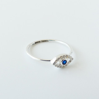 Bague Argent Oeil bleue strass