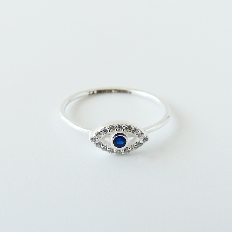Bague Argent Oeil bleue strass