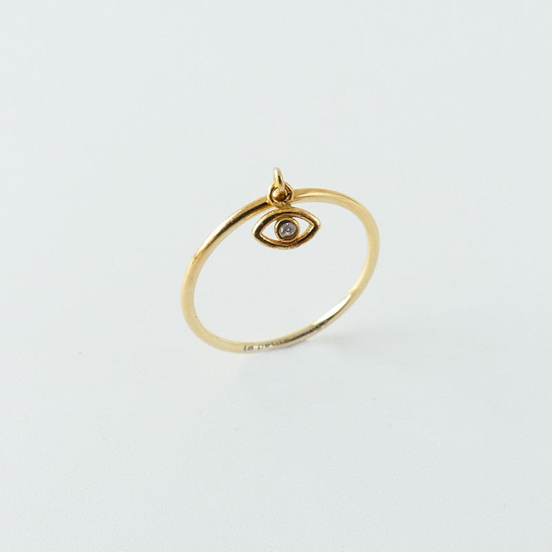 Bague Dorée pampille Oeil