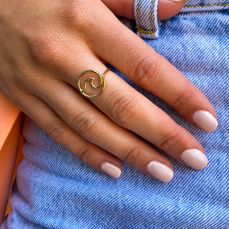 Bague Plaqué or Wave